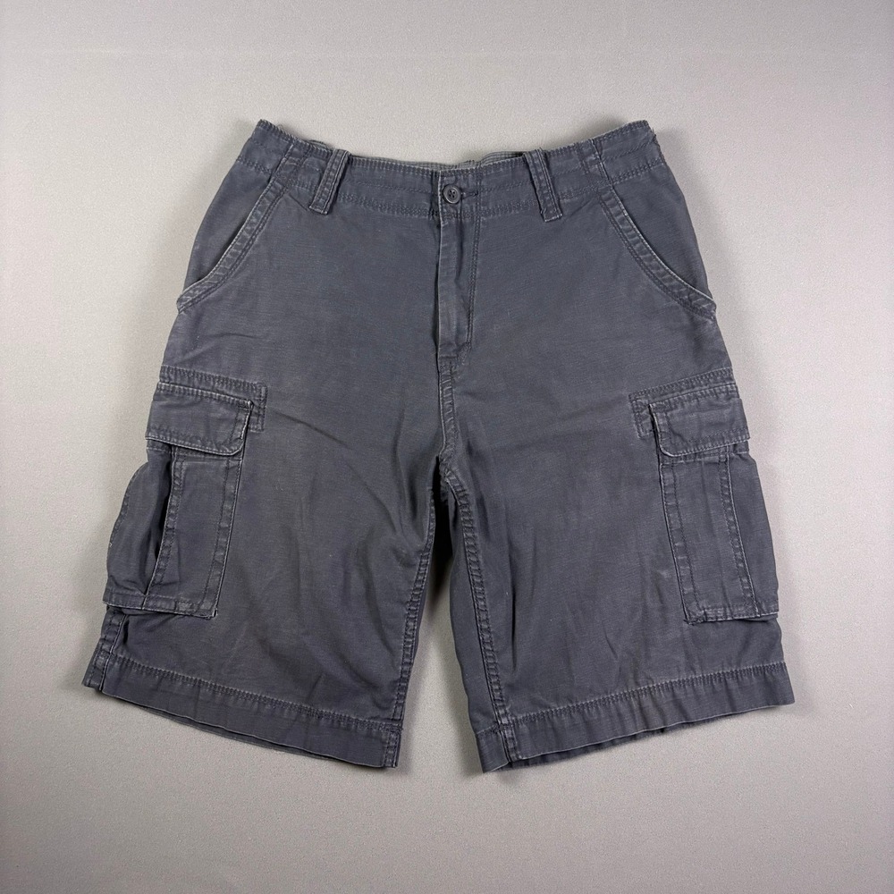 Arizona Jean Co Mens Cargo Shorts Grey Cotton Relaxed Fit Utility Pockets 33